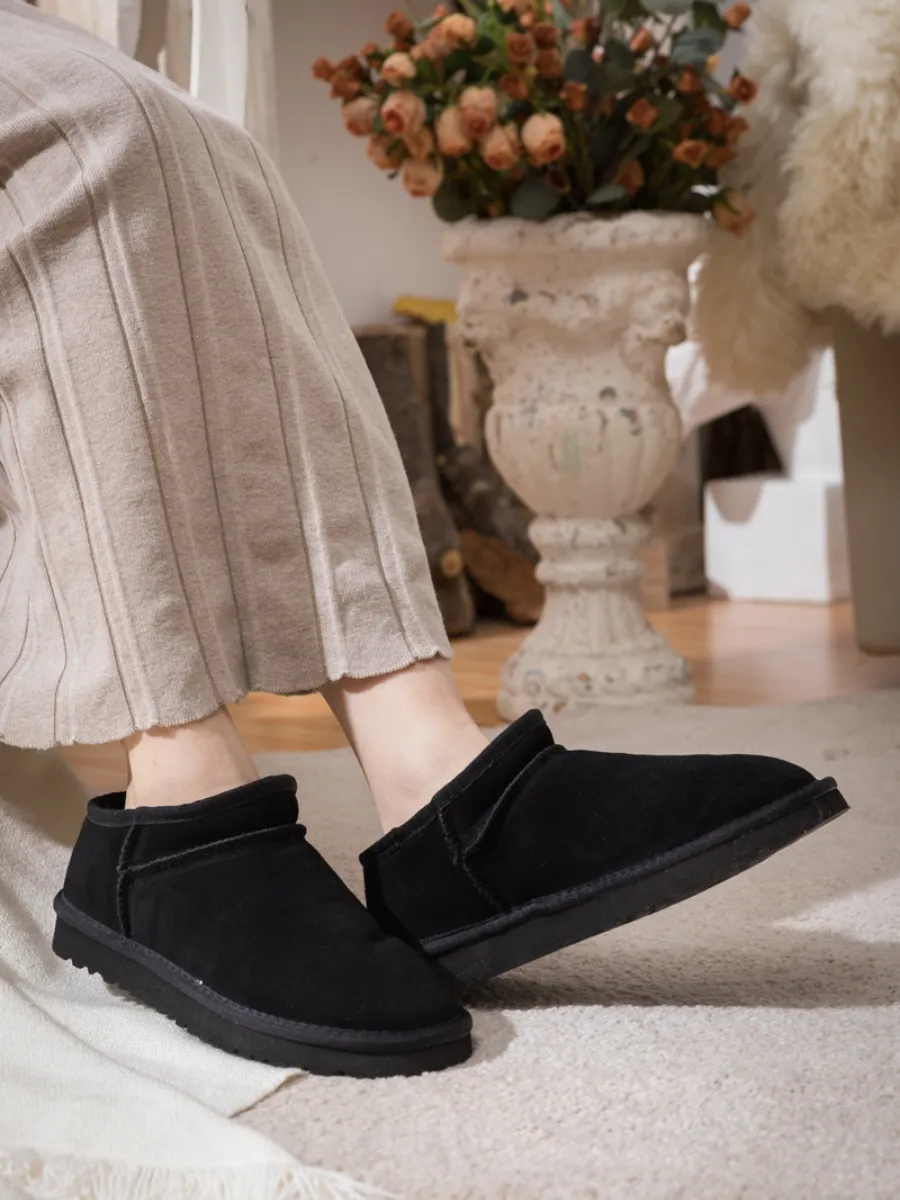 Faux Fur-Lined Suede Tasman Ankle Boot - Black