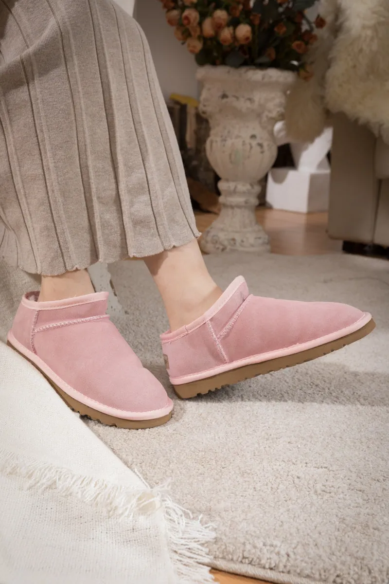 Faux Fur-Lined Suede Tasman Ankle Boot - Pink