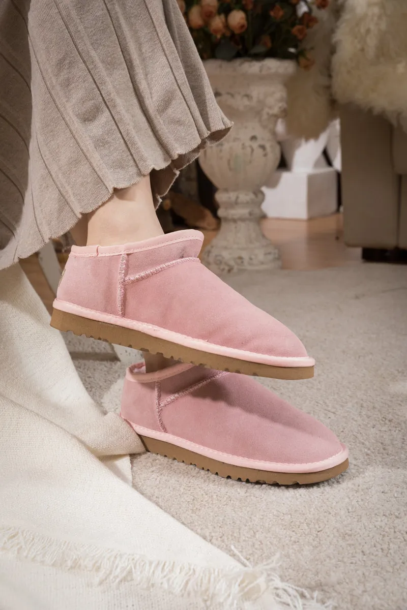 Faux Fur-Lined Suede Tasman Ankle Boot - Pink