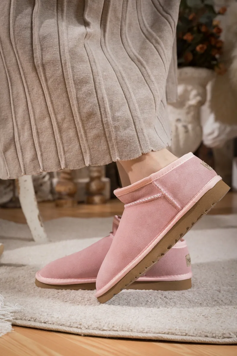 Faux Fur-Lined Suede Tasman Ankle Boot - Pink
