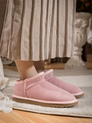 Faux Fur-Lined Suede Tasman Ankle Boot - Pink