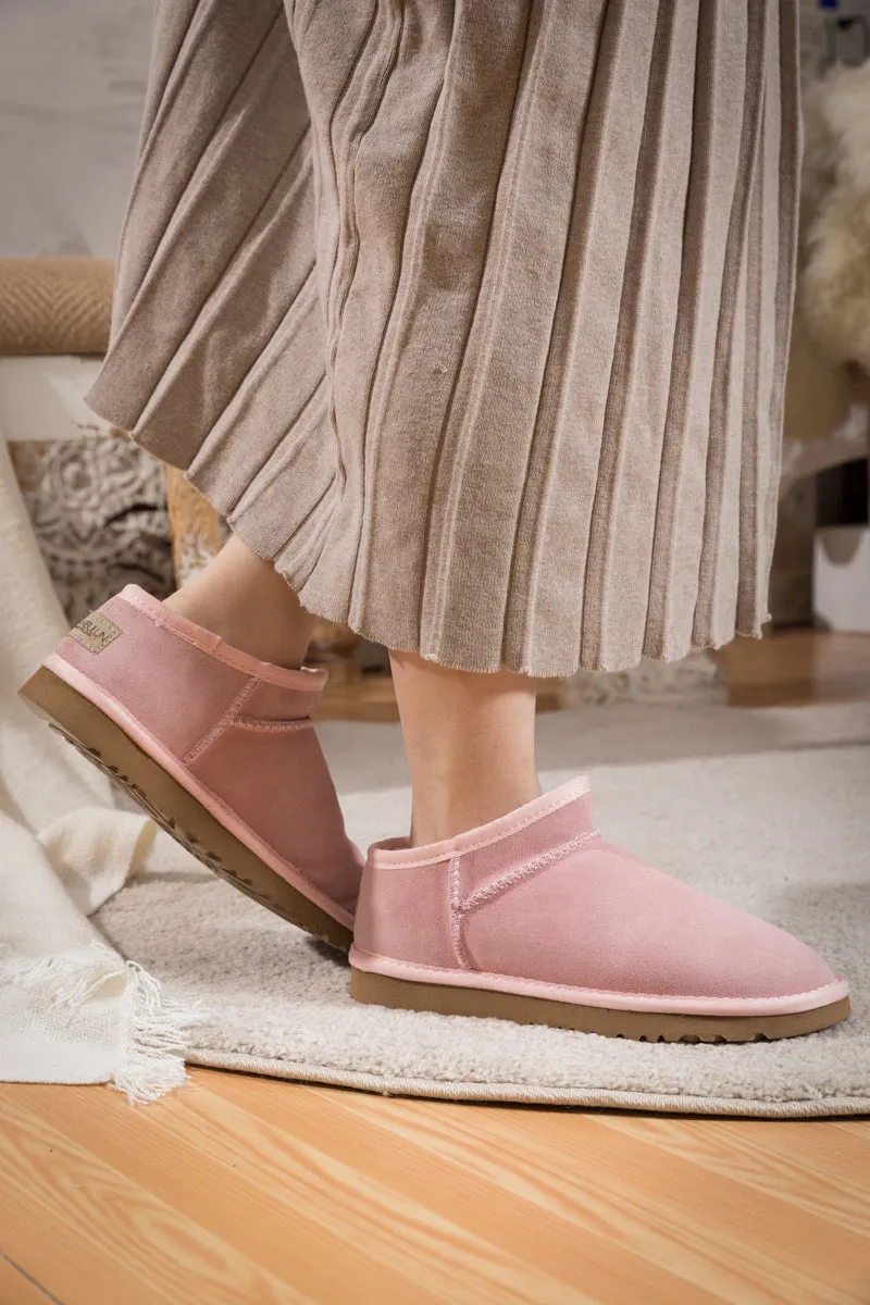 Faux Fur-Lined Suede Tasman Ankle Boot - Pink