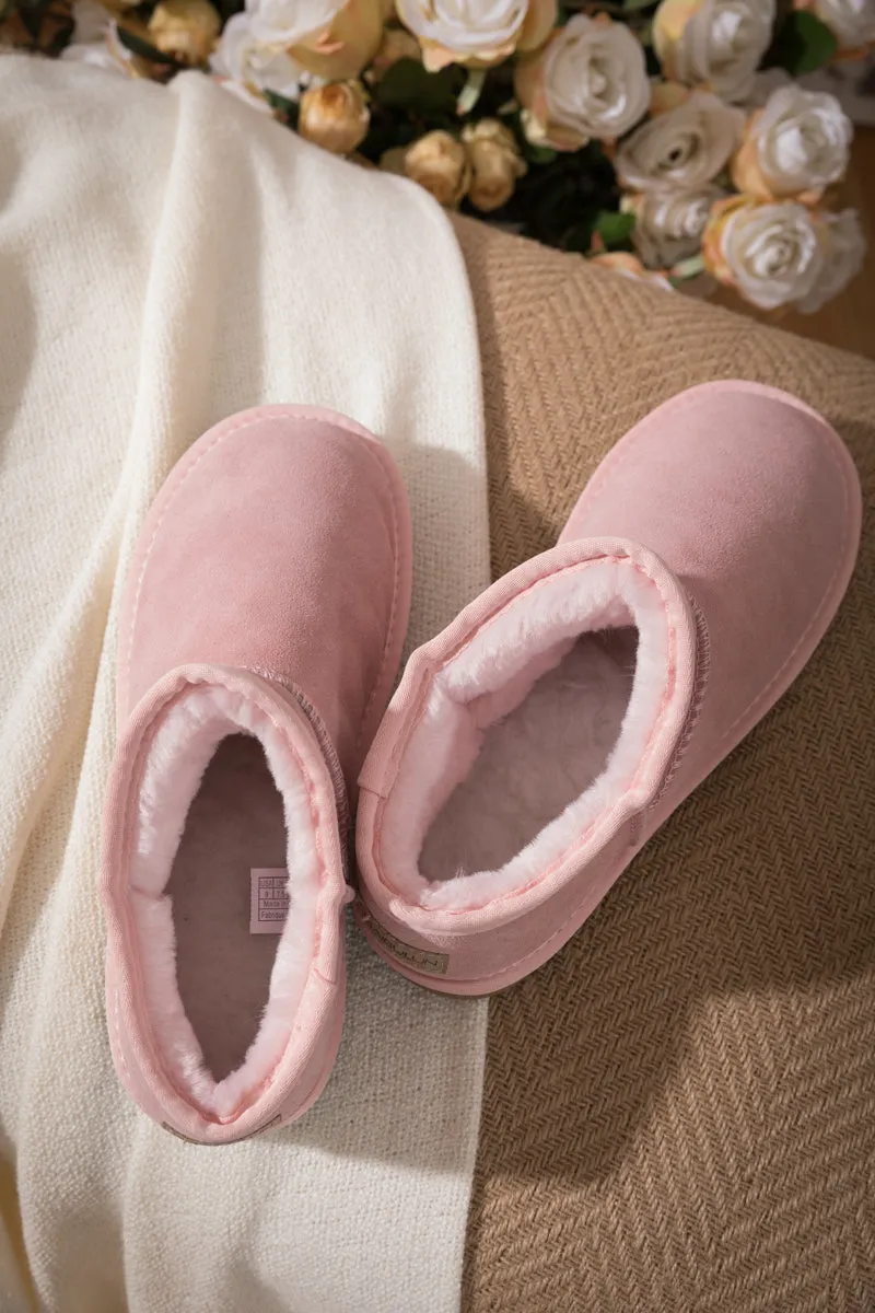 Faux Fur-Lined Suede Tasman Ankle Boot - Pink