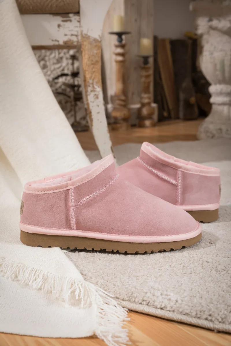 Faux Fur-Lined Suede Tasman Ankle Boot - Pink