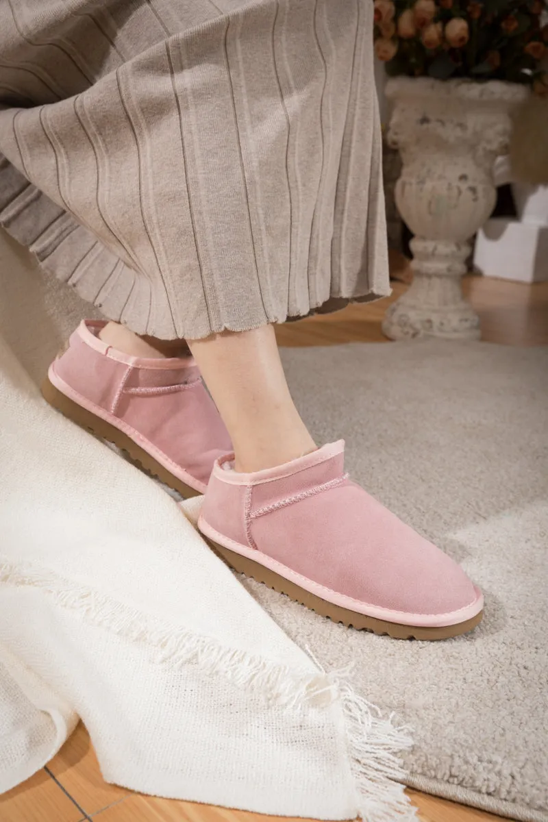 Faux Fur-Lined Suede Tasman Ankle Boot - Pink