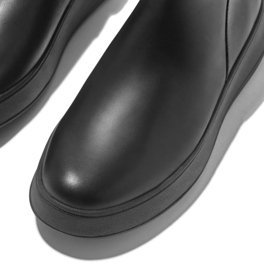 FitFlop F-Mode Leather Flatform Zip Ankle Boots