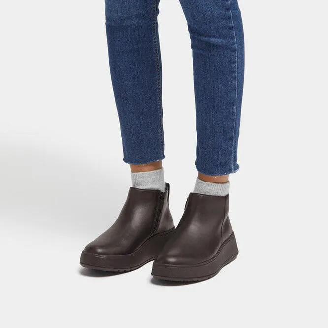 FitFlop F-Mode Leather Flatform Zip Ankle Boots