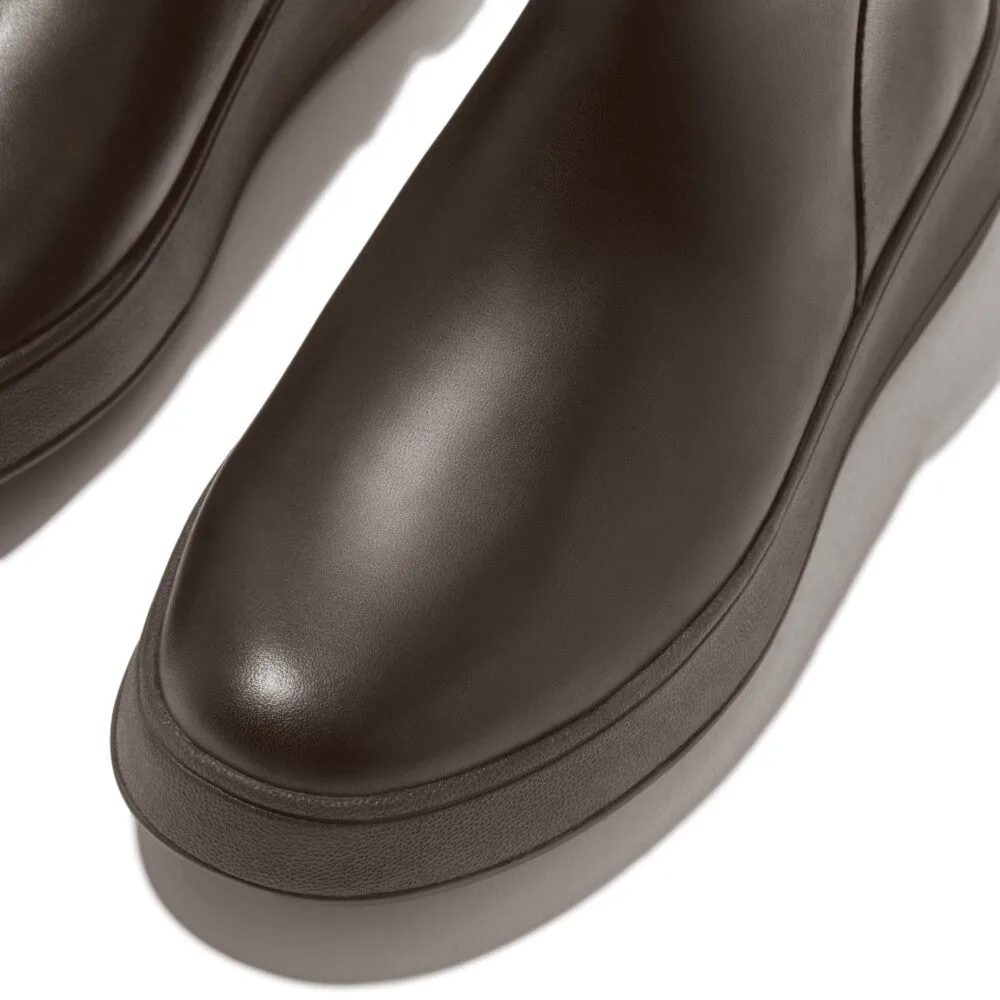 FitFlop F-Mode Leather Flatform Zip Ankle Boots