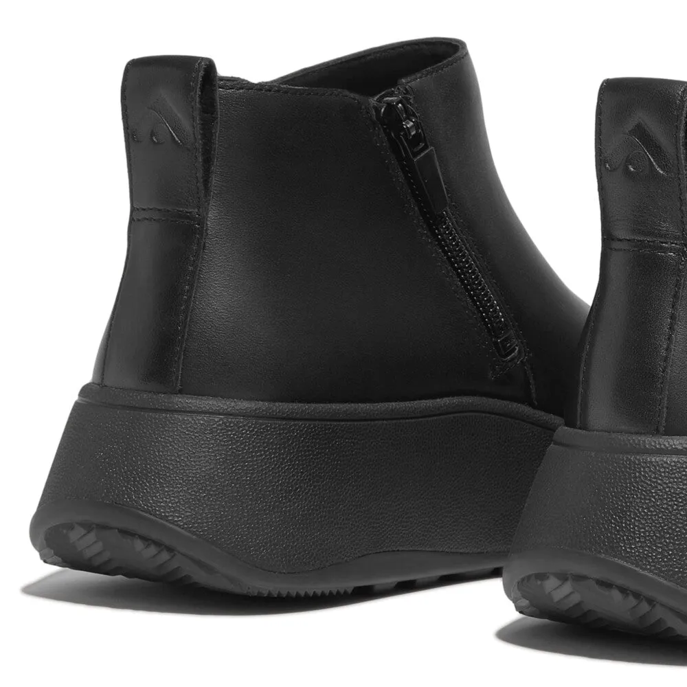 FitFlop F-Mode Leather Flatform Zip Ankle Boots