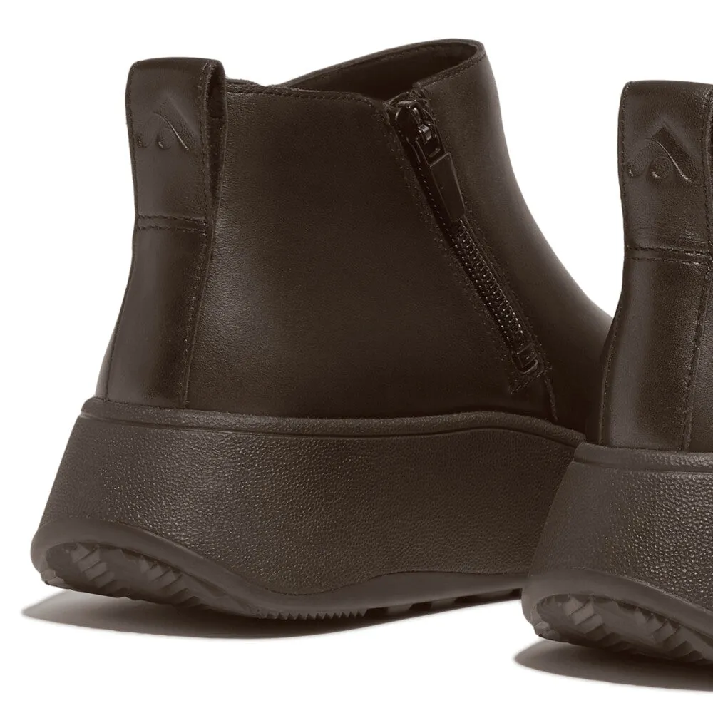 FitFlop F-Mode Leather Flatform Zip Ankle Boots