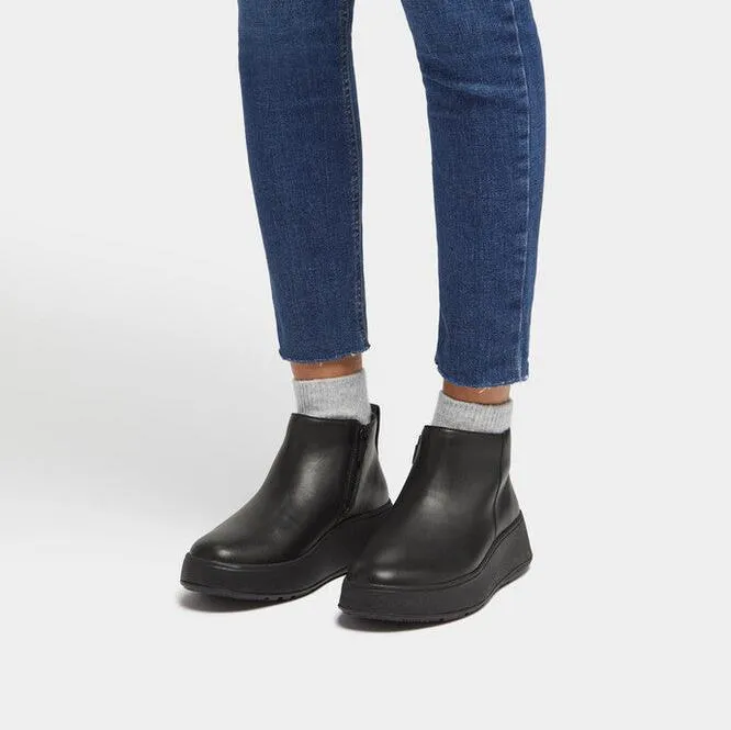 FitFlop F-Mode Leather Flatform Zip Ankle Boots