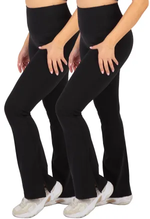 Flare Leggings | High Waisted & Pet Hair Resistant - 2 Pack