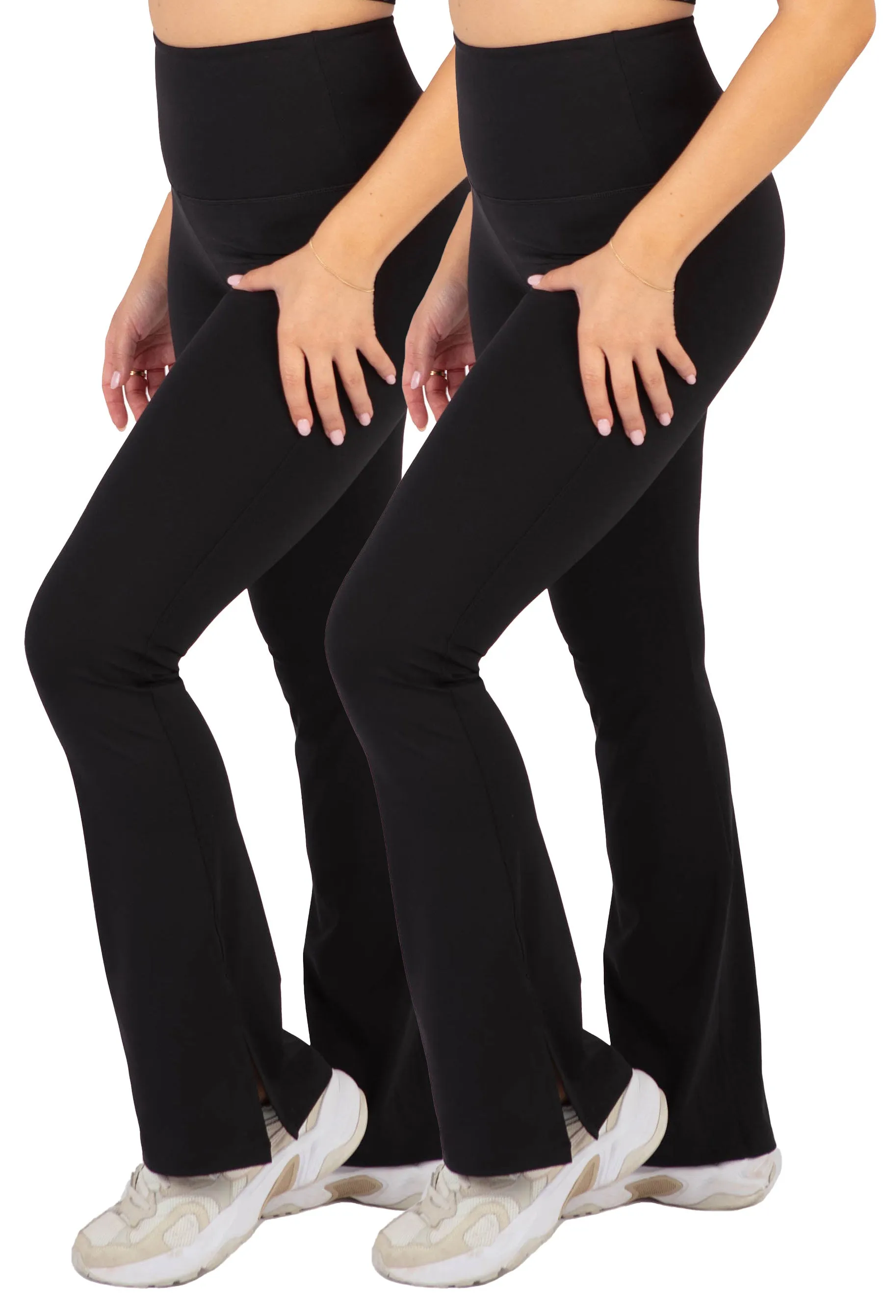 Flare Leggings | High Waisted & Pet Hair Resistant - 2 Pack