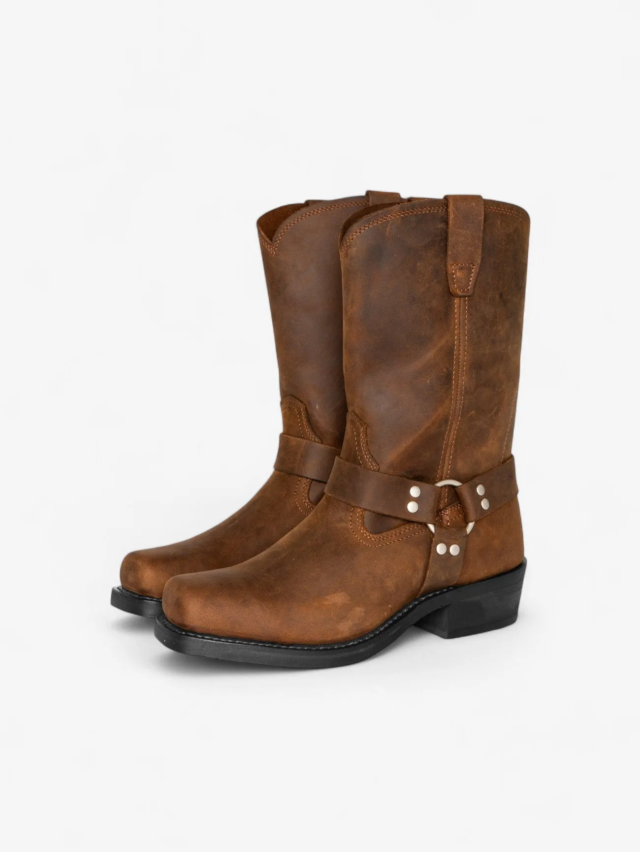 Foxes | Short Motorcycle Boots Square Toe Block Heels