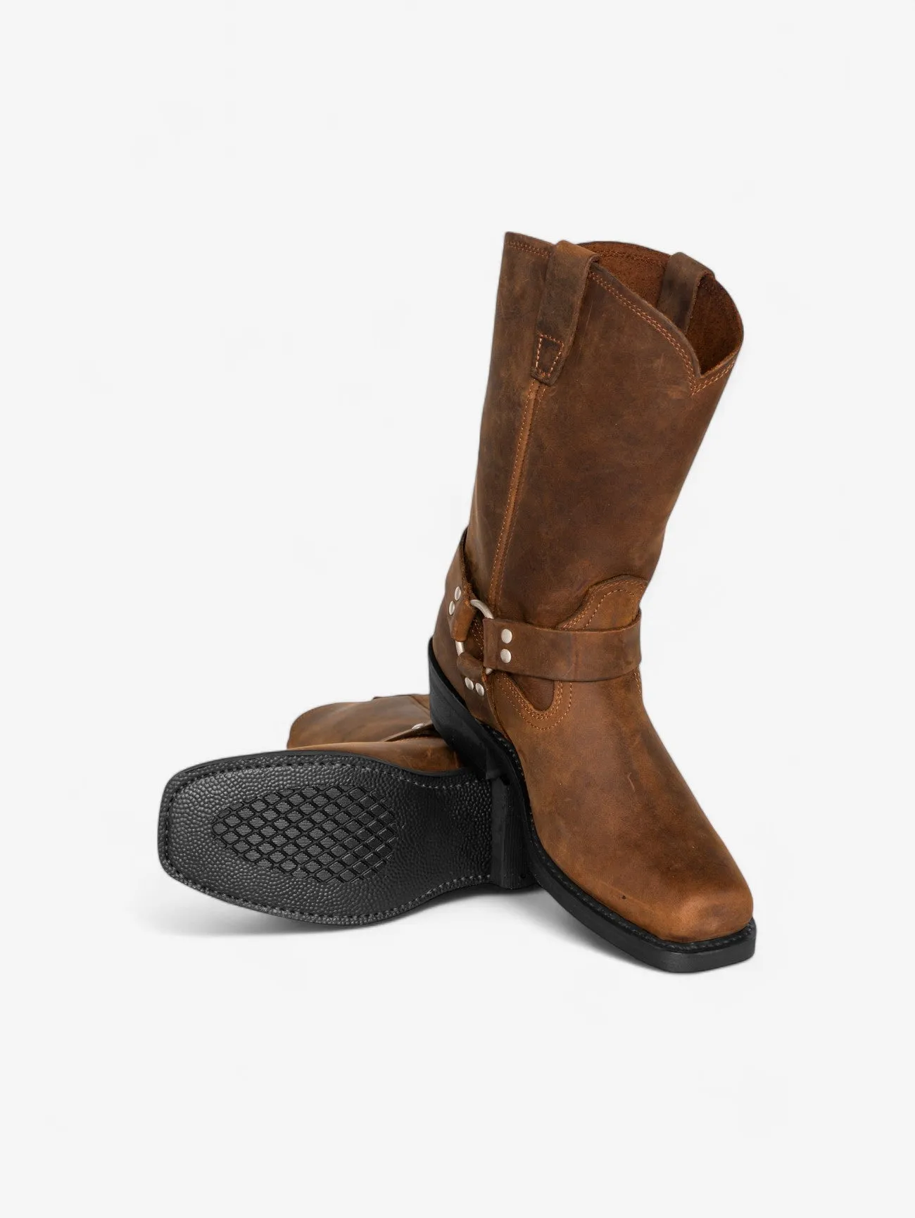 Foxes | Short Motorcycle Boots Square Toe Block Heels