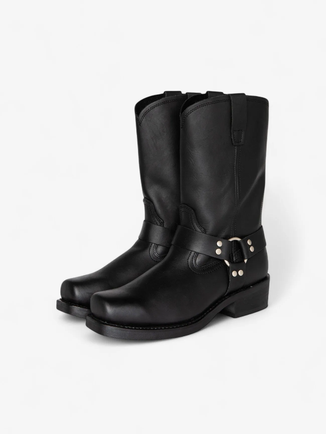 Foxes | Short Motorcycle Boots Square Toe Block Heels