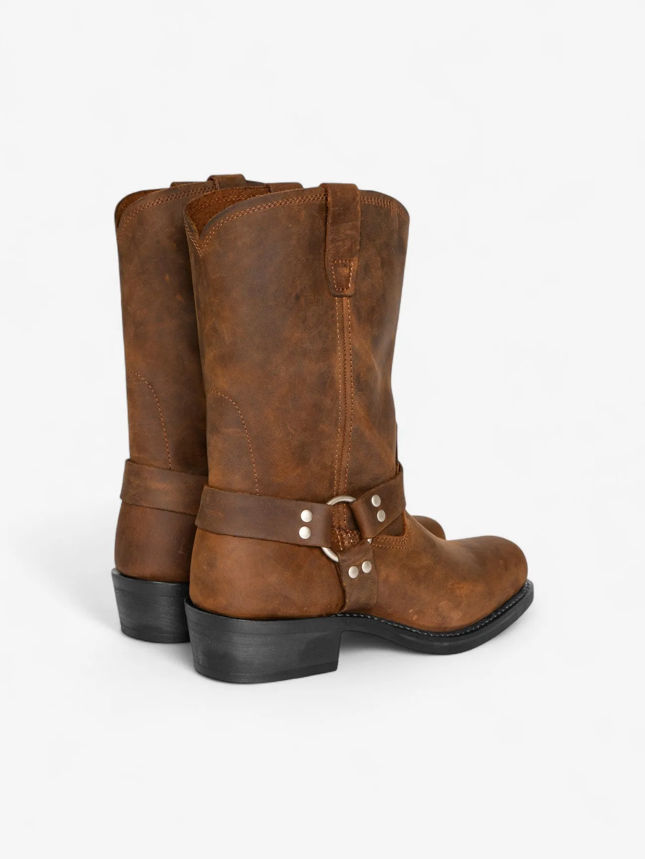 Foxes | Short Motorcycle Boots Square Toe Block Heels