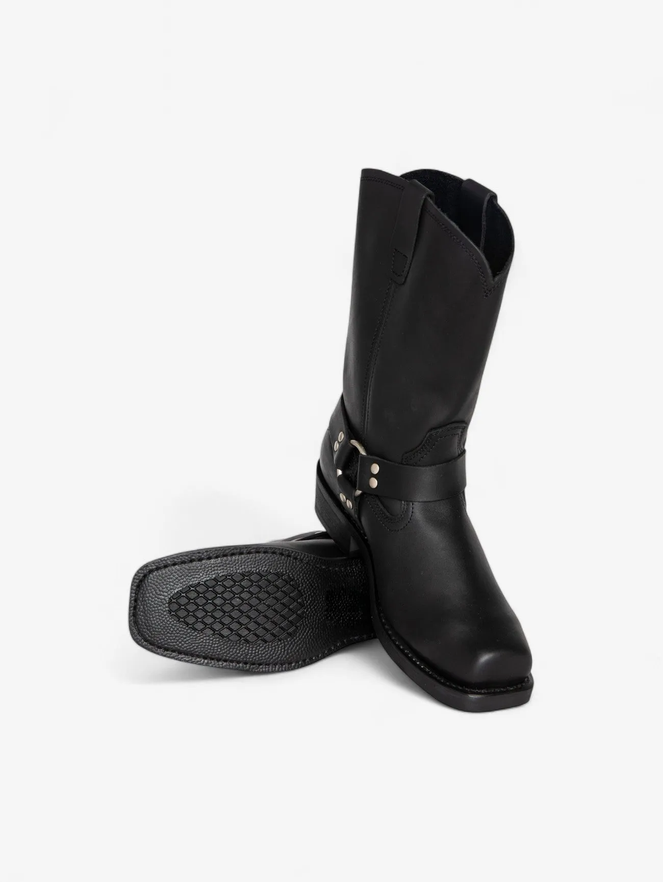 Foxes | Short Motorcycle Boots Square Toe Block Heels