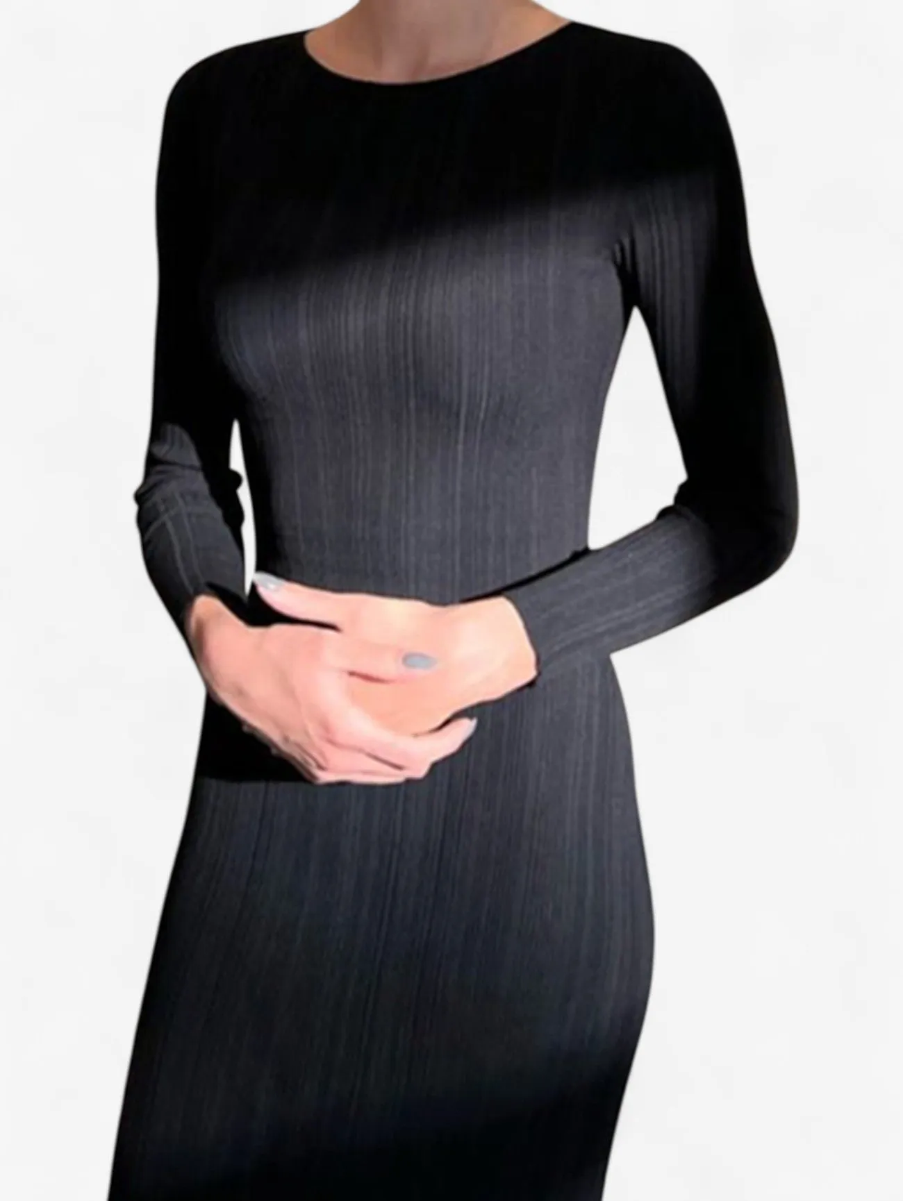 Foxes | Women's Elegant Ribbed Knit Long Sleeve Maxi Dress