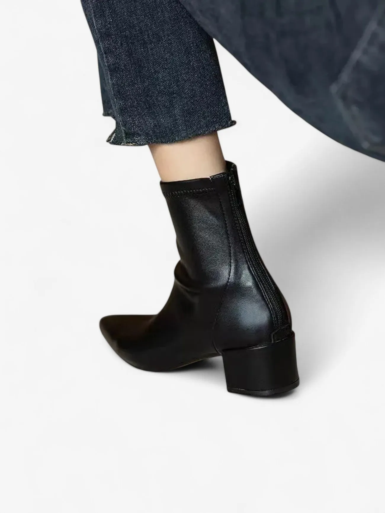 Foxes | Women's Low Block Heel Ankle Boots with Zipper