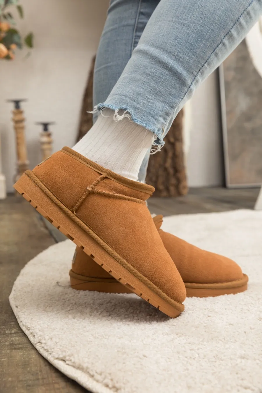 Fur-Lined Suede Tasman Slipper Ankle Boots
