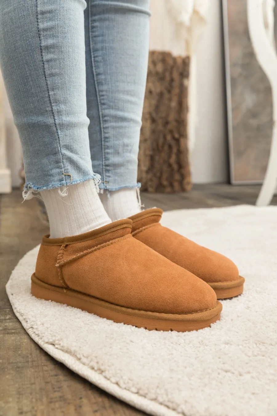 Fur-Lined Suede Tasman Slipper Ankle Boots