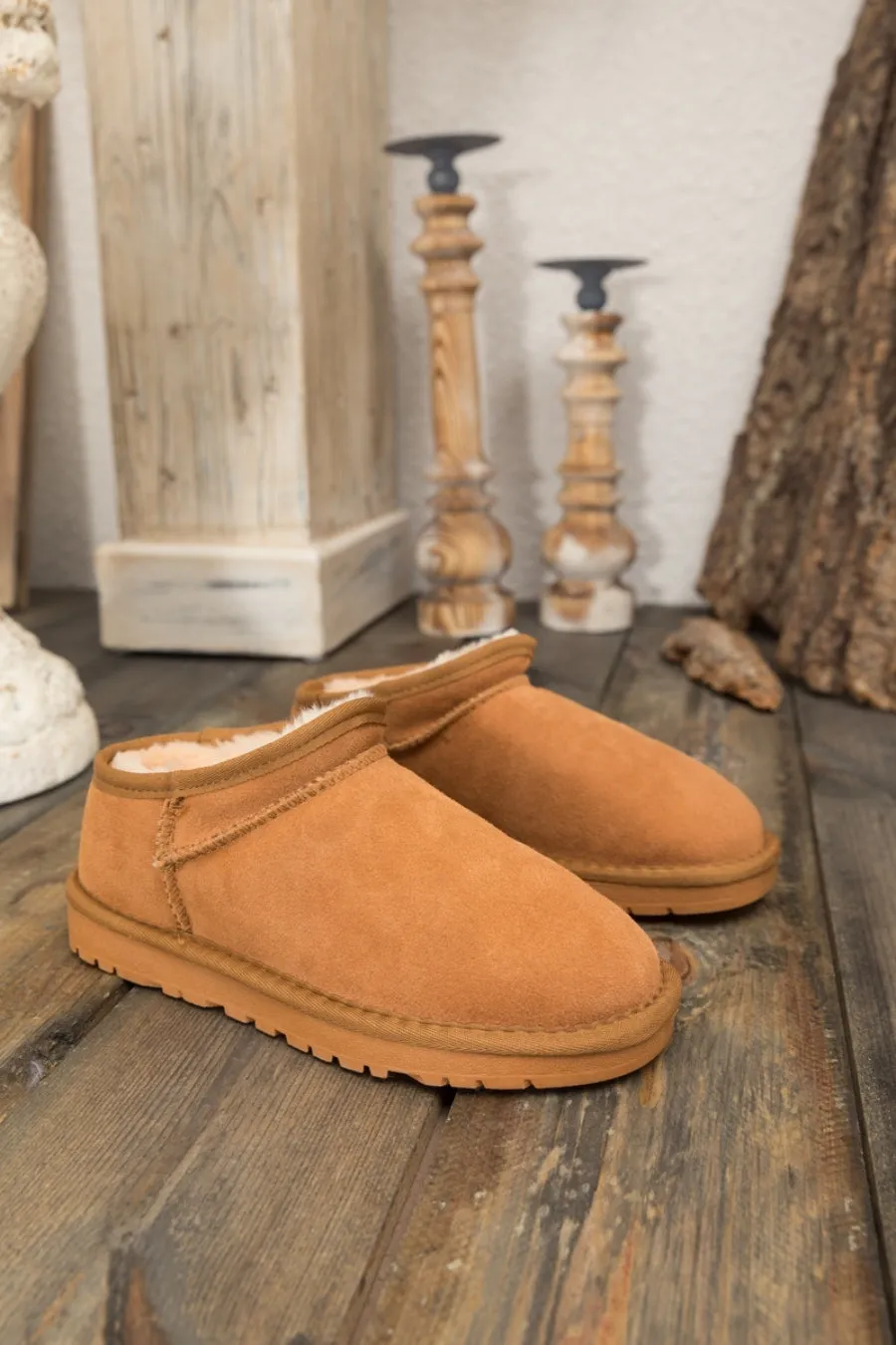 Fur-Lined Suede Tasman Slipper Ankle Boots