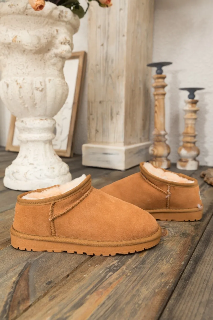 Fur-Lined Suede Tasman Slipper Ankle Boots