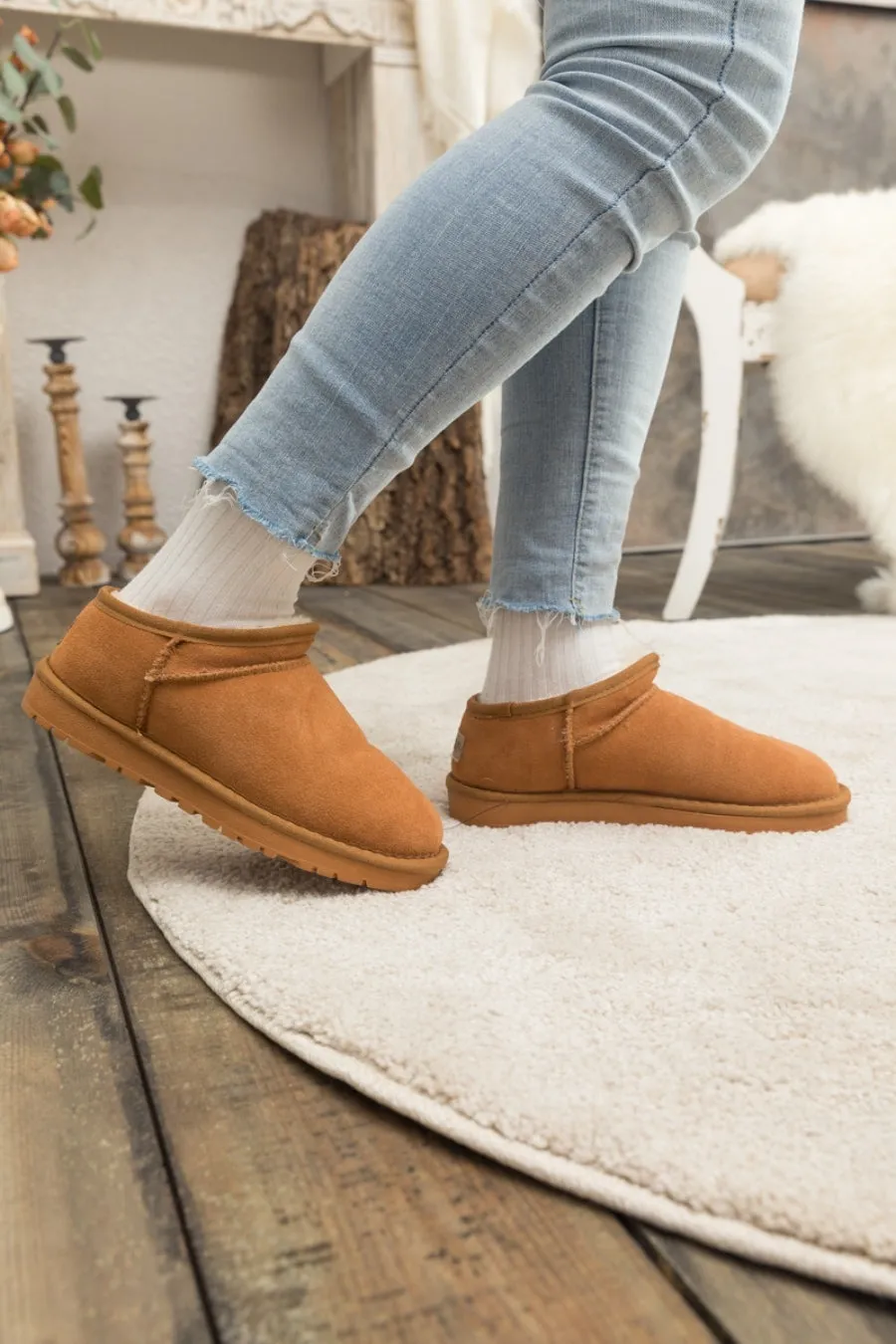 Fur-Lined Suede Tasman Slipper Ankle Boots