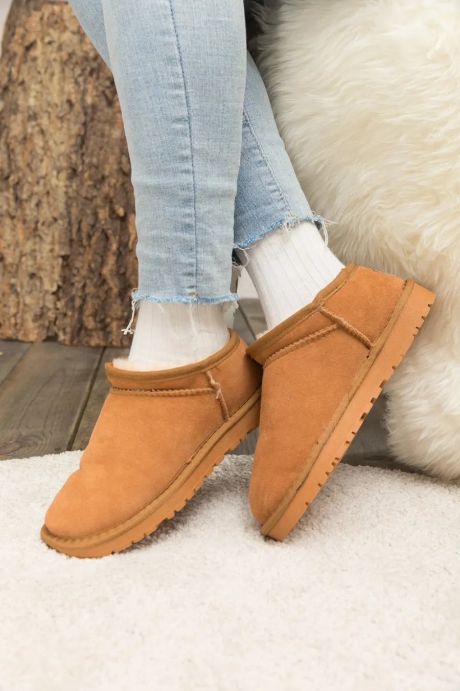 Fur-Lined Suede Tasman Slipper Ankle Boots
