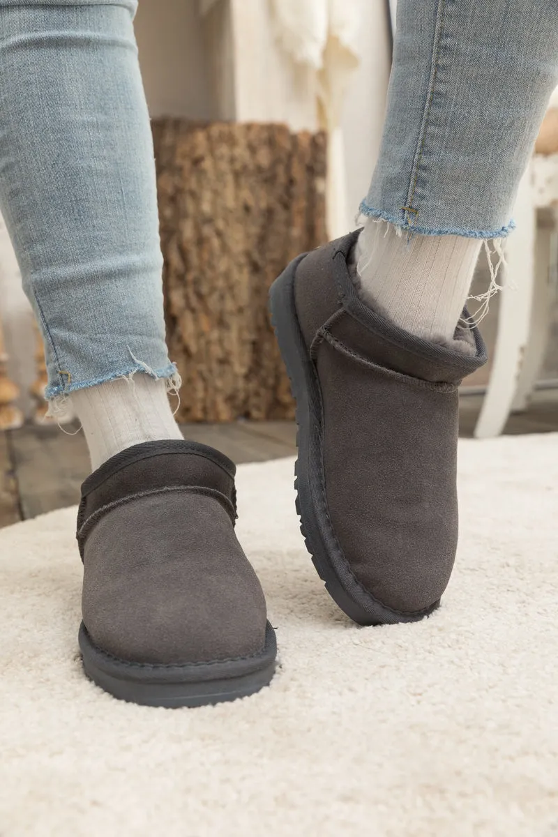 Fur-Lined Suede Tasman Slipper Boots
