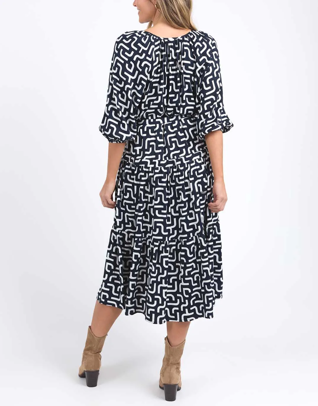 Gemma Geo Dress - Navy Geo Print
