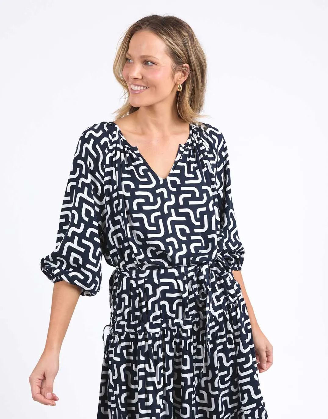 Gemma Geo Dress - Navy Geo Print