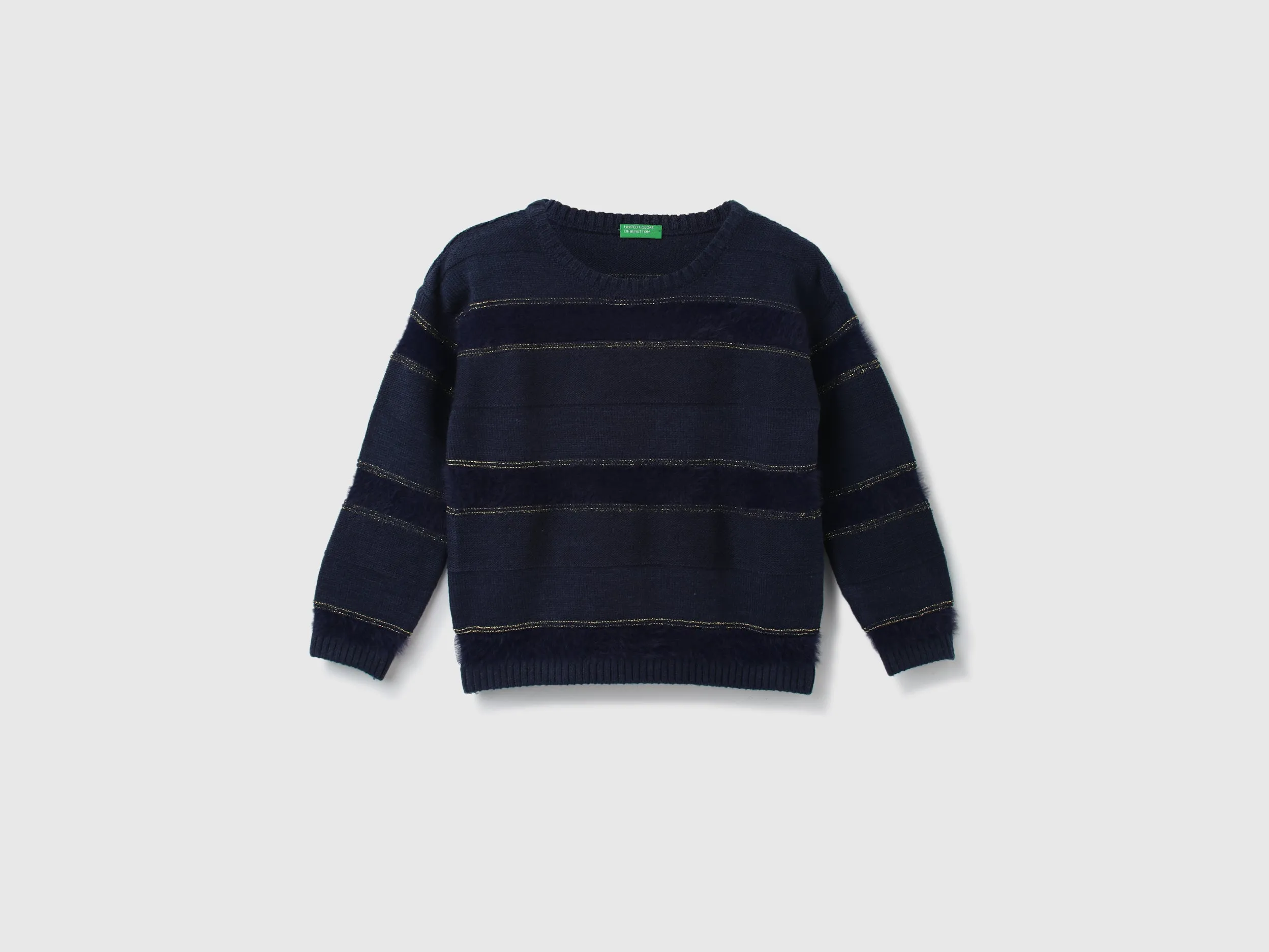 Girls Striped Round Neck Sweater