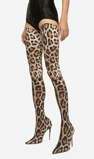 Giselle Leopard Print Thigh-high Boots