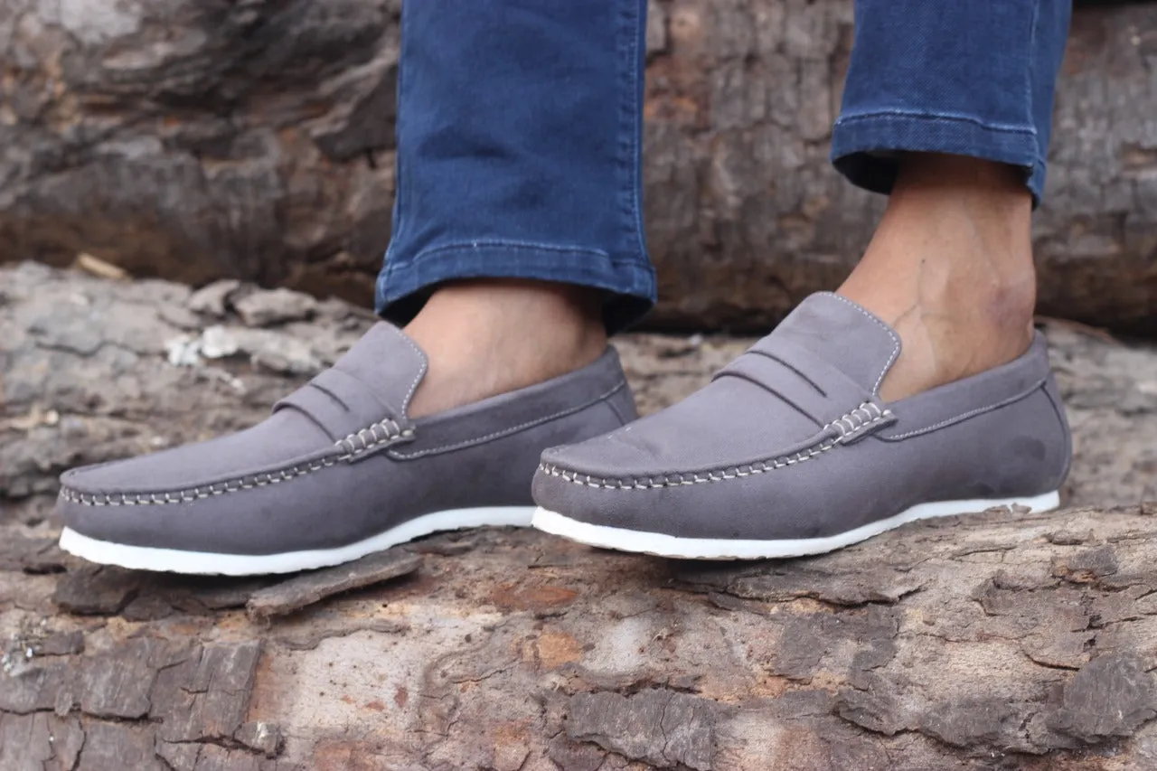 Grey Suede Men Drivers