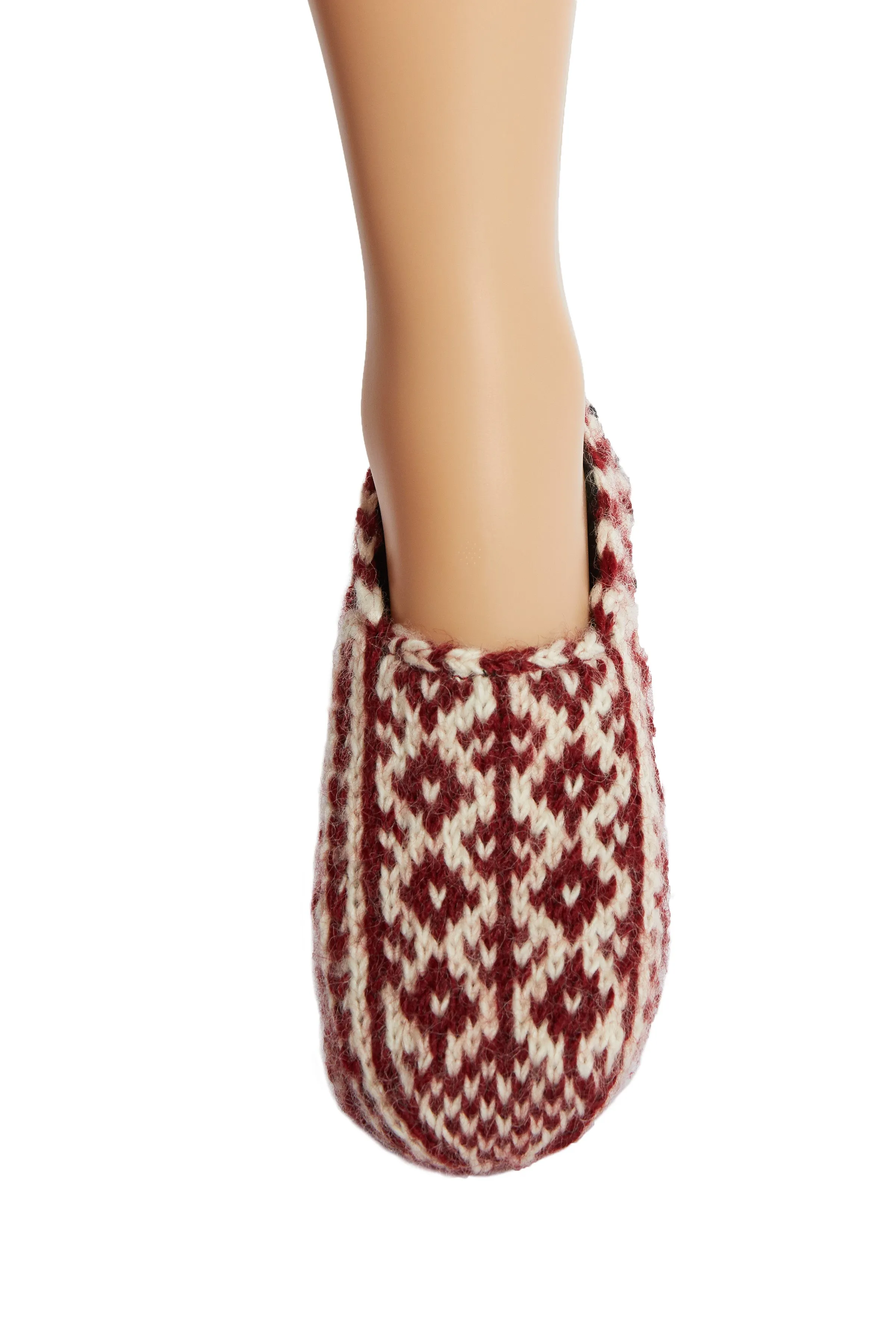 Hand Knit Wool Fleece Lined Booties Slipper Socks With Non Slip Soles