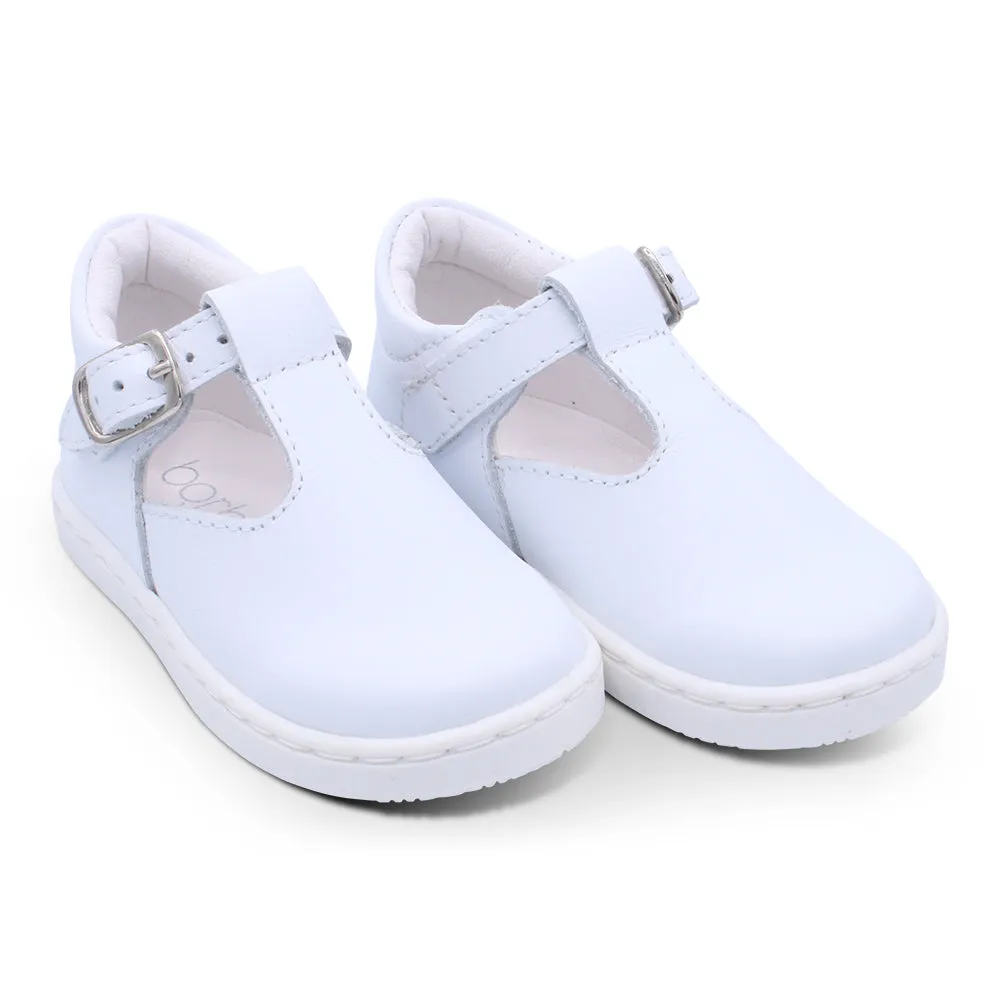 'Harlen' Boys White Leather T-Bar Shoes
