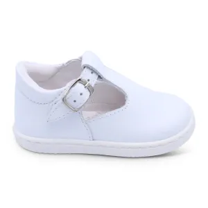 'Harlen' Boys White Leather T-Bar Shoes