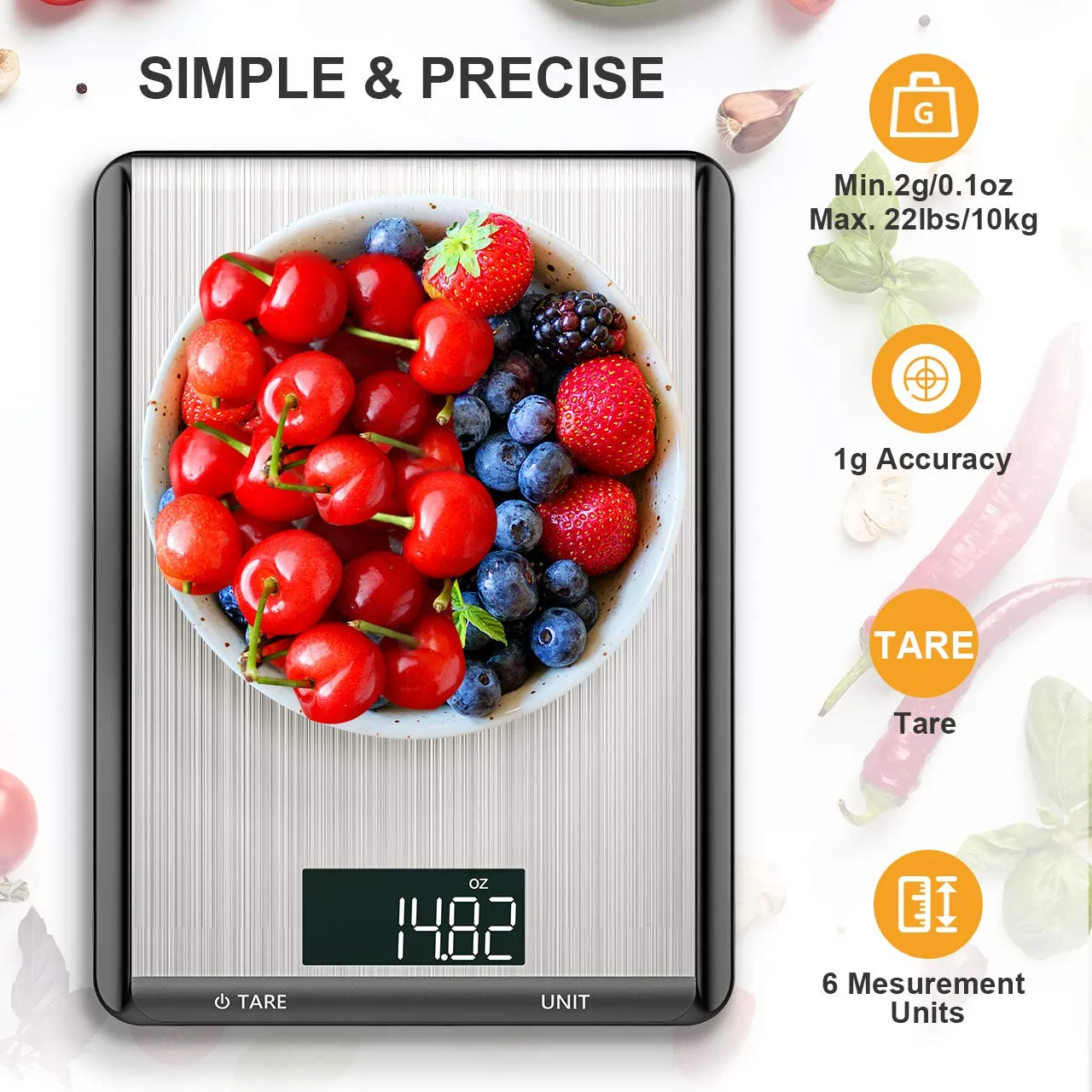 Homlly Digital Kitchen Scale with 6 measurements (Up to 10kg load)