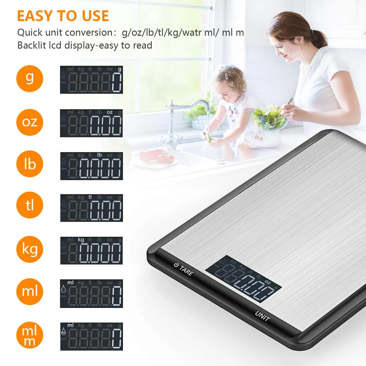 Homlly Digital Kitchen Scale with 6 measurements (Up to 10kg load)