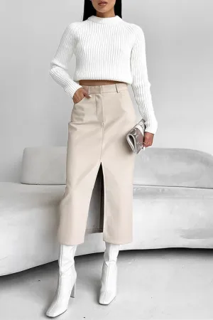 HWT1079 Sleek Slit Midi Skirt