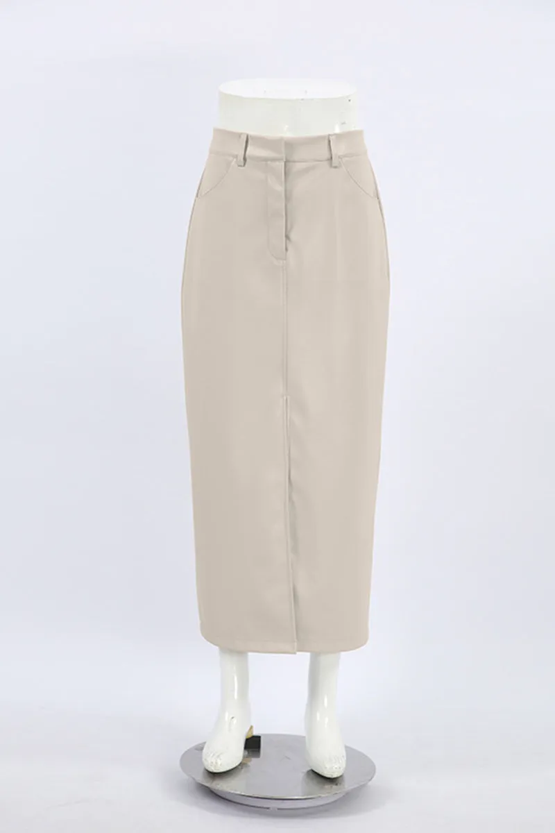 HWT1079 Sleek Slit Midi Skirt