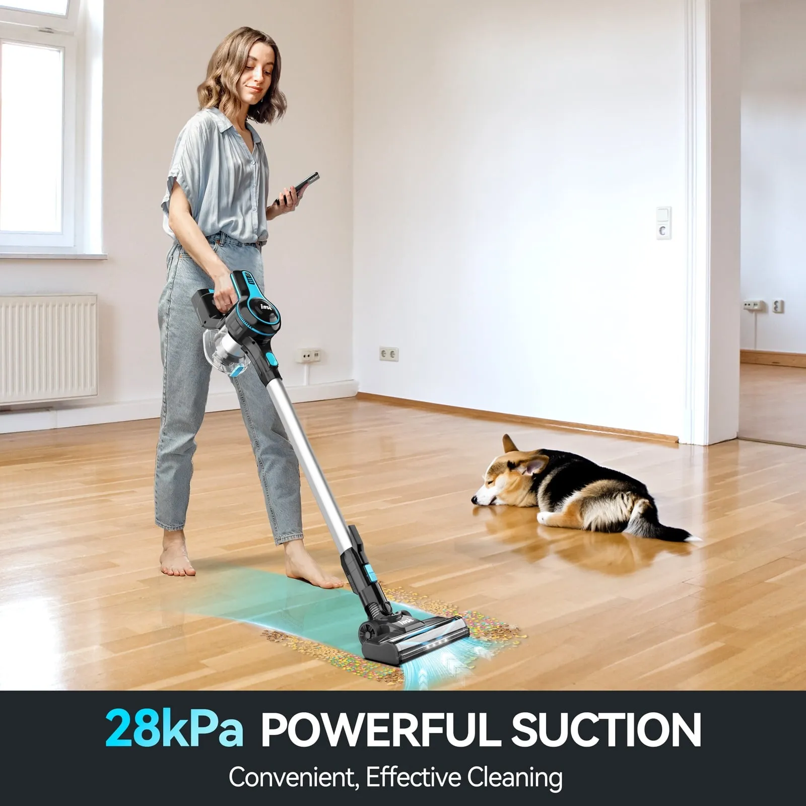 INSE Lightweight Cordless Stick Vacuum Cleaner 28kPa with 48min Runtime for Carpet Floor Pet Hair N520/N5T - new