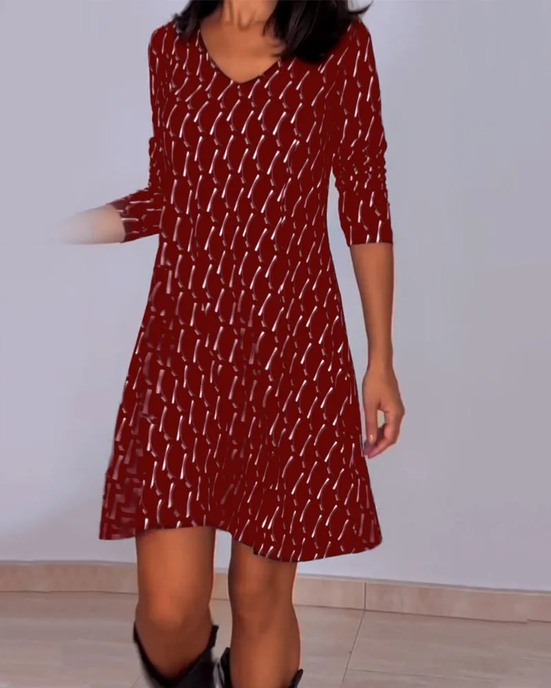 Isla | Plaid V-Neck Dress with 3/4 Sleeves
