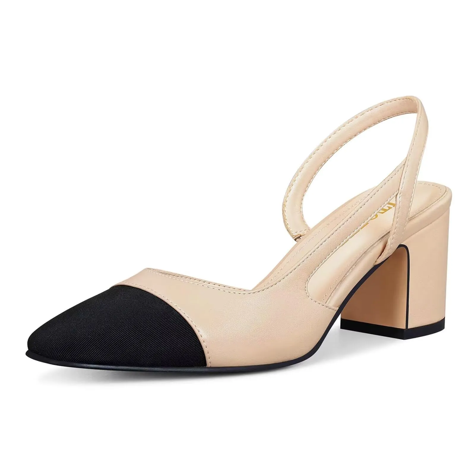 ITOZER Slingback Heels for Women Strap Closed Round Toe Heels Dress Casual Party Work Office Pumps