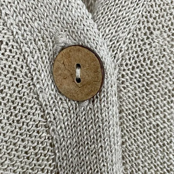 J. Jill Linen Blend Tan Cardigan Lightweight Knit Single Button Size Large Tall