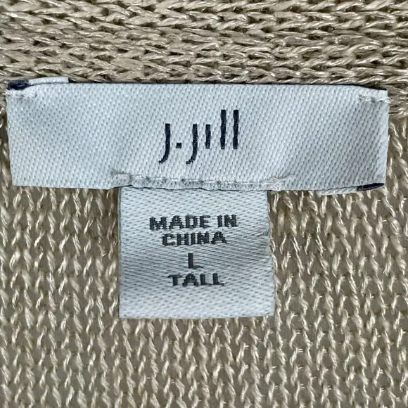 J. Jill Linen Blend Tan Cardigan Lightweight Knit Single Button Size Large Tall
