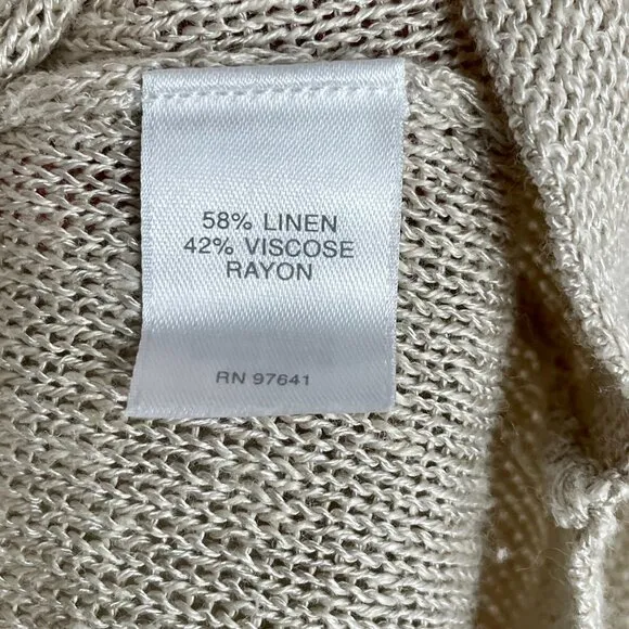 J. Jill Linen Blend Tan Cardigan Lightweight Knit Single Button Size Large Tall
