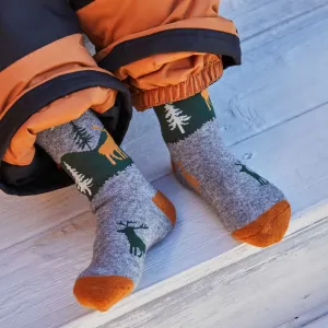 Jacquard Ski Socks Grey, Brown, And Green